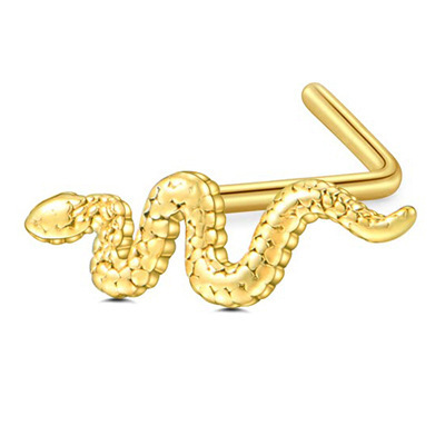 Piercing al naso da donna a forma di L, con perno irregolare, intarsiato con strass, cuore, serpente, fiore, zircone_voghion.com