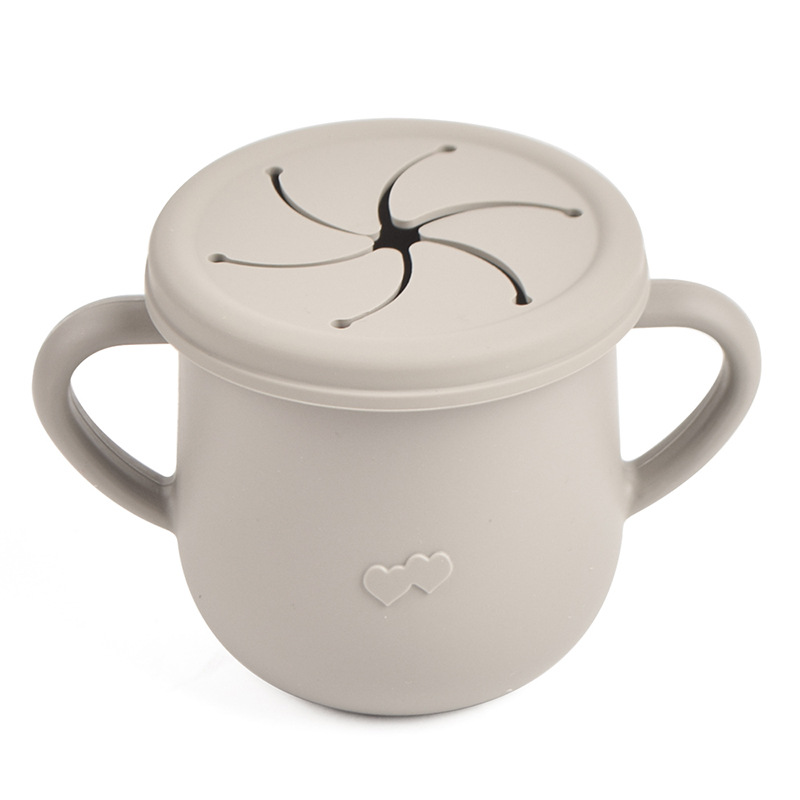Silicona de grado alimenticio para niños snack Cup mango binaural portátil resistente a la caída con taza de paja de bebé taza de bebida de silicona