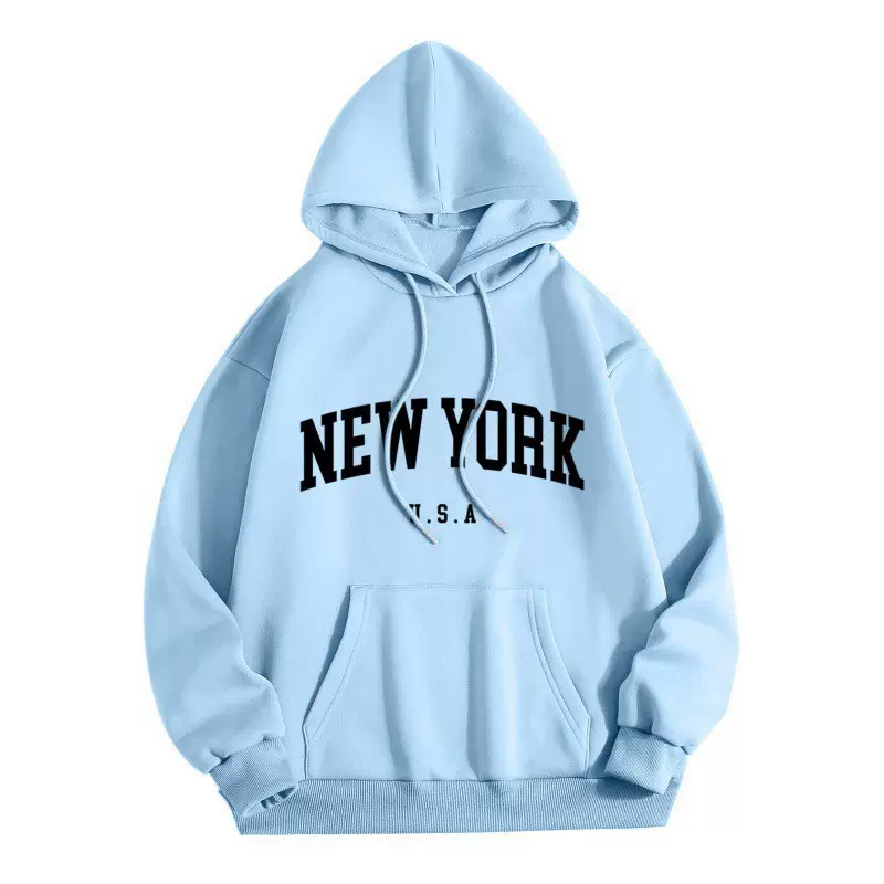 外贸跨境NEWYORK卫衣字母宽松时尚 连帽衫哥特风女式卫衣