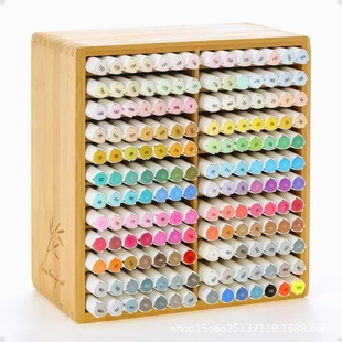 Cross-Border Wooden Marker Storage Box Student Watercolor Pen Storage Box Wooden Simple Painting Marker Storage Rack