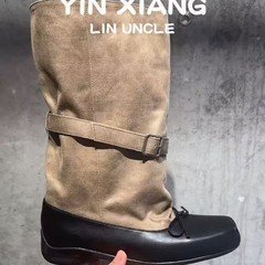 2025韩版方头蝴蝶结芭蕾风短靴女褶皱外穿堆堆靴皮带扣骑士靴