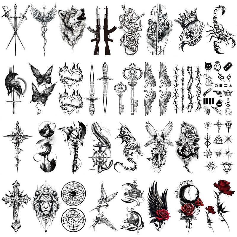 New Cross-Border Fresh Style Set in Stock Water Transfer Temporary Disposable Small Image Realistic Tattoo Stickers