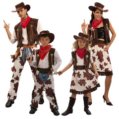 Halloween cosplay adult children boys and girls western cowboy style clothes parent-child school party performance costume