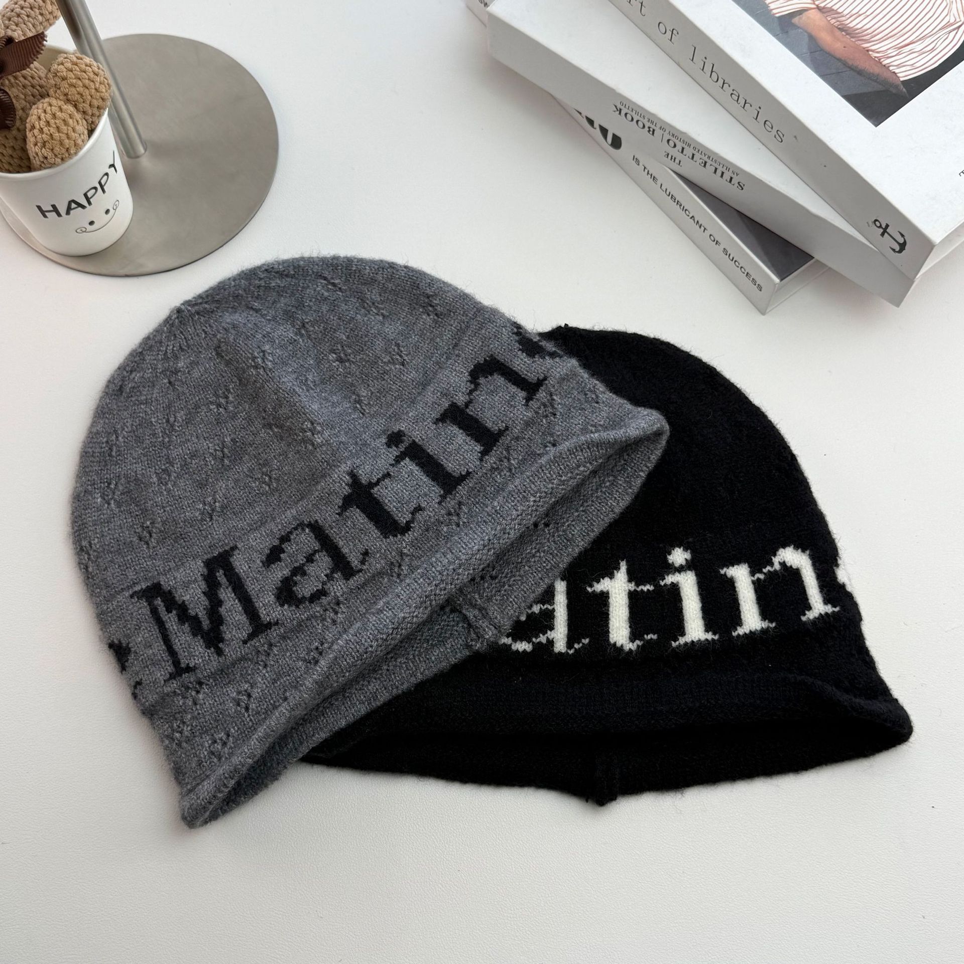 Maglione invernale caldo e soffice in stile giapponese, lavorato a maglia, in lana, con protezione per le orecchie, ampia circonferenza della testa, versatile cappello freddo_voghion.com