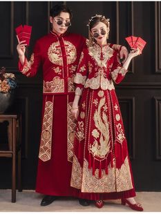 Xiuhe Suit 2021 New Summer Bride Wedding Dress Chinese Style Slimming Dragon and Phoenix Gown for Women Plus Size Xiuhe