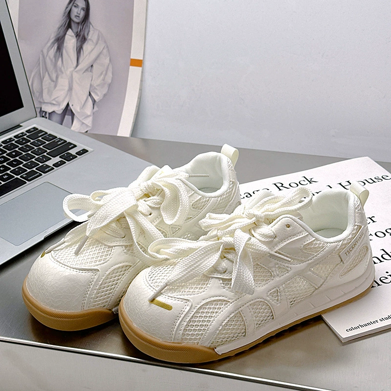 A9919 Белые сетчатые туфли, летняя дышащая повседневная обувь, удобная в носке, мягкая подошва, новинка 2023 года, универсальная повседневная спортивная обувь