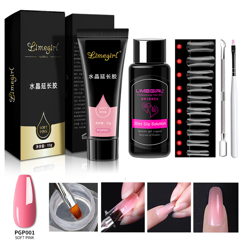 Aliexpress 5-Piece Nail Art Crystal Extension Gel Set Tools Nail Tips Brushes Large Quantity in Stock Storage Box