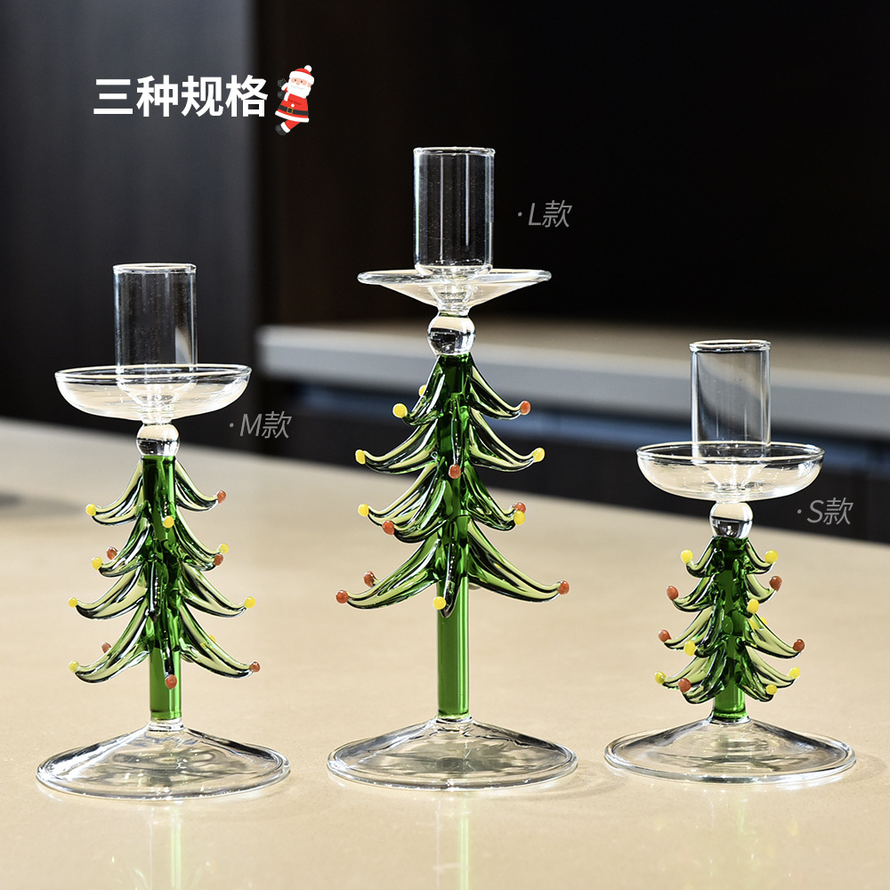 Árbol de Navidad europeo candelabros de vidrio navideño guirnaldas candelabros de color retro candelabros caseros decoración para el hogar