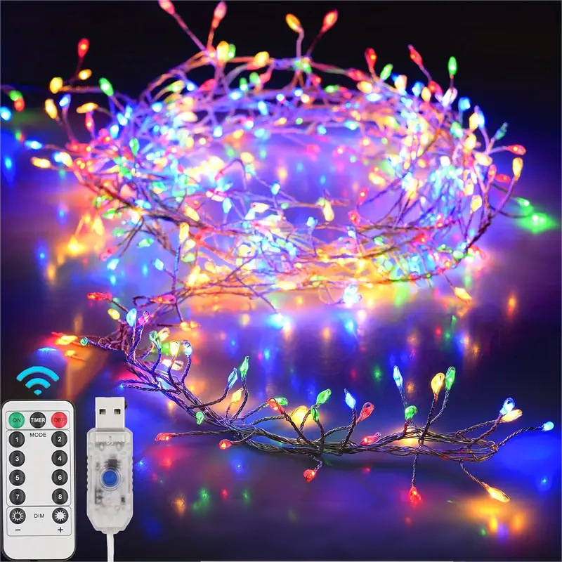 Caja de baterías LED transfronteriza cadena de lámpara de fuegos artificiales USB8 función lámpara de alambre de cobre Año Nuevo árbol riqueza atmósfera decoración