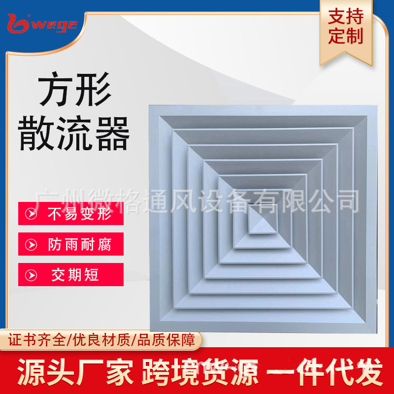 方形散流器、矩形散流器，两面吹、三面吹、四面吹散流器