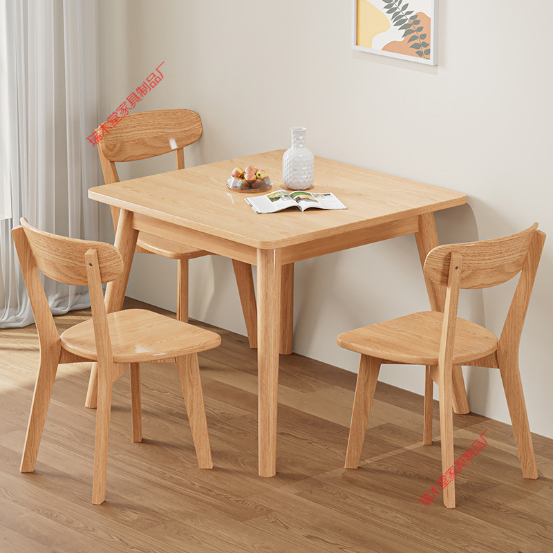 All Solid Wood Dining Table and Chair Combination Scandinavian Small Apartment Dining Table Square Log Western Dining Table 80 Wide Square Table Eight Immortals Table