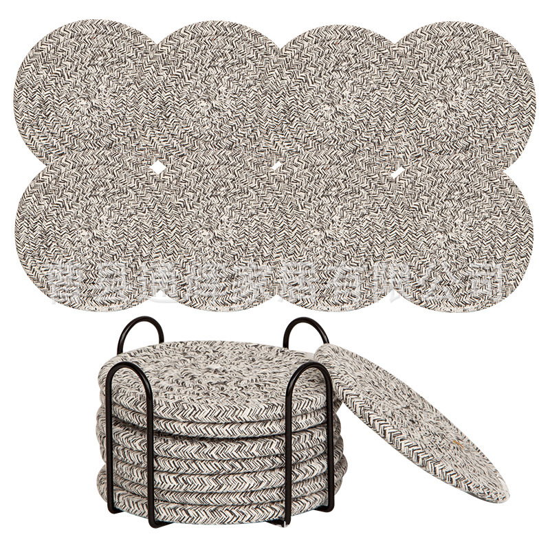 Tazas de algodón trenzadas de alambre nórdico almohadilla de mortero de cocina de mesa de comedor espesa almohadilla aislante de calor almohadilla de algodón trenzada redonda