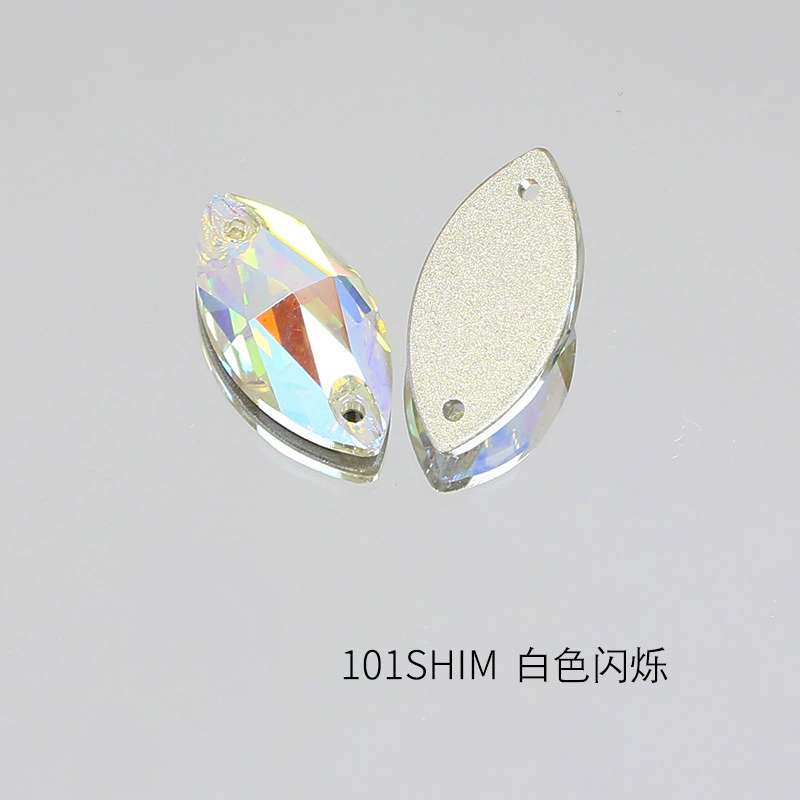 Пришивные кристаллы наветт (Dongzhou) двухотверстные, цветная платина, размеры 10×5–24×11 мм, ручная работа