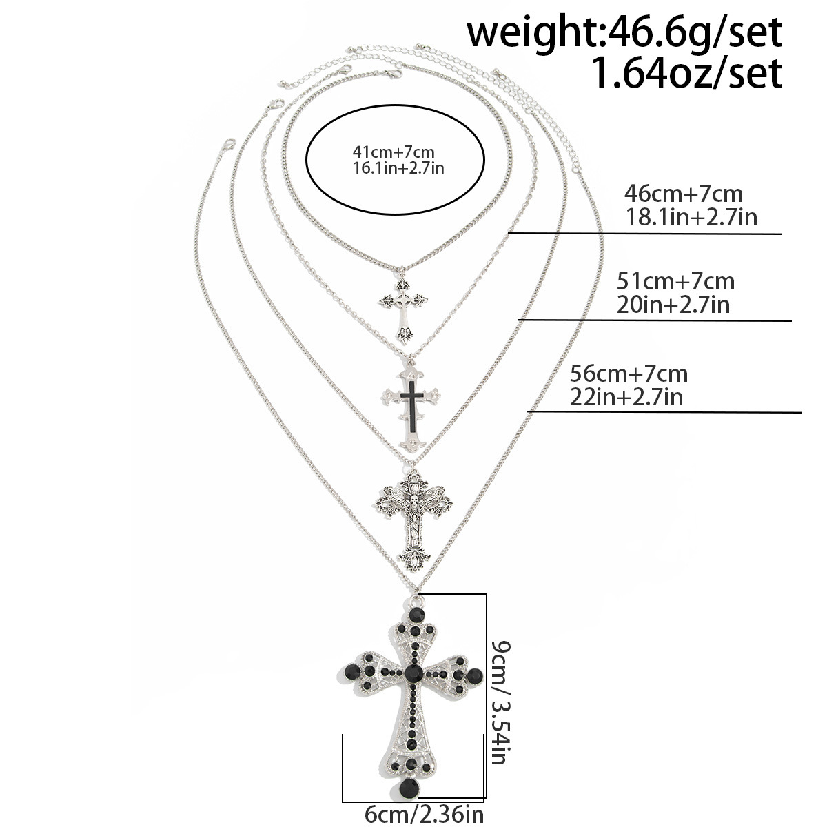 54g Weight Iron Pendant Material Layered Necklaces Classification Iron Chain Material 1 Piece Quantity Weekend Occasion Iron, Zinc alloy Material Cross Pattern Women's Gender Simple Style, Classic Style Style Dark Punk Cross Pendant Necklace Set For Women Exaggerated Stacking Cool Sweet Clavicle Chain Jewelry Geometric Pattern Alloy Zinc 无