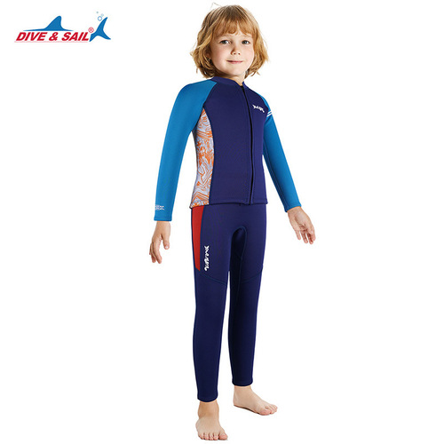 DIVE&SAIL children's split wetsuit 2.5MM long-sleeved warm wetsuit outdoor cold-proof swimming and surfing suit