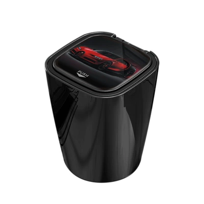 Auto Supplies Car Ashtray Multifunctional Liner with Led Light High Temperature Resistant Factory Direct Sales with Cover (Car ashtray) - black-sports-car-universal-logo