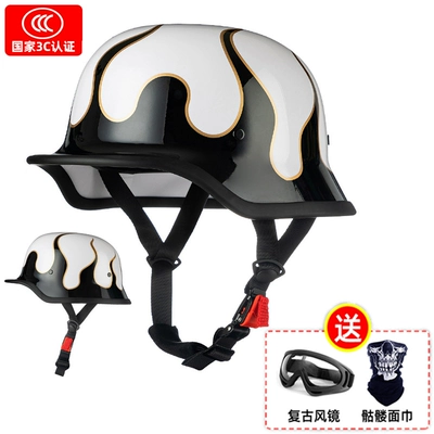 Helmets, Pedal Motorcycles, Lightweight Four-Season – Motosiklet dəbilqələri - m-white-ruifire-black-classic-retro