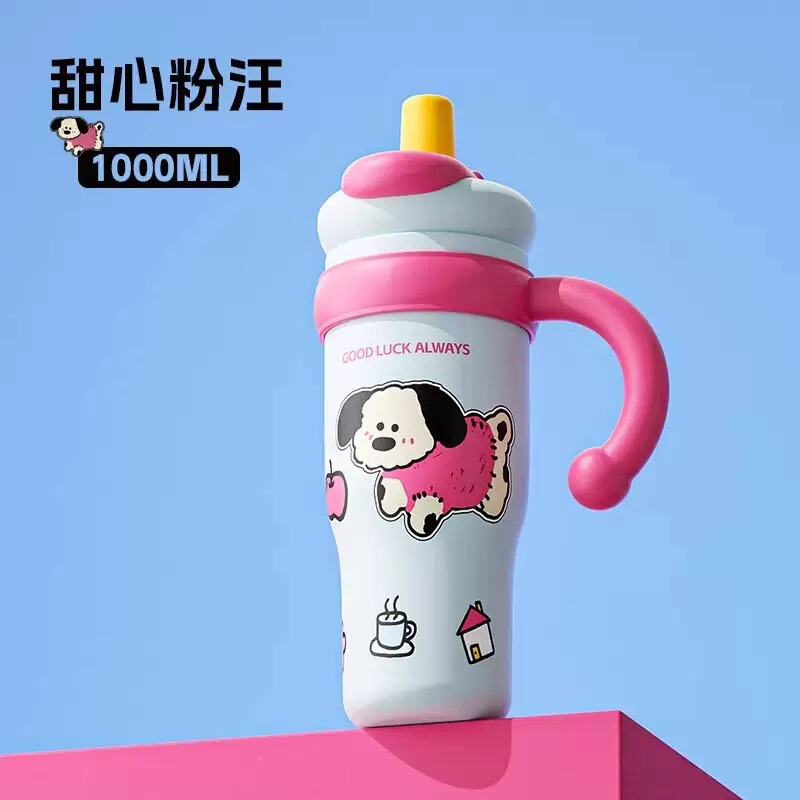 ins 高品質ステンレス鋼魔法瓶カップ女の子のためのかわいいポータブルアイスカップ直接飲料ストローカップクロスボーダー|undefined
