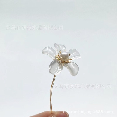 Czech Republic Colored glaze Petal Lau Fa Hairpin Flower Tin random Gradient DIY Accessories Antiquity Material Science