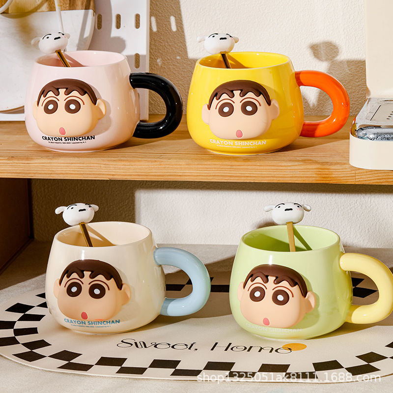 Crayón pequeño nuevo taza de cerámica encantadora taza de leche doméstica de alto valor de pareja taza de café regalo