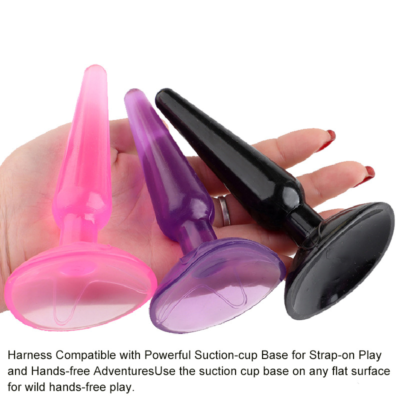 Suction Cup Anal Plug, TPE Wearable Anal Bead Toy, Black — detail image 5