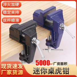 豪派迷你台钳桌虎钳DIY工具微型家用小型平口雕刻钻床钳台式稳固