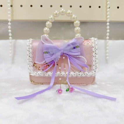 Otoño nuevo bolso infantil princesa perla bolso de mano pequeña fragancia chica bolso de moda bebé portátil