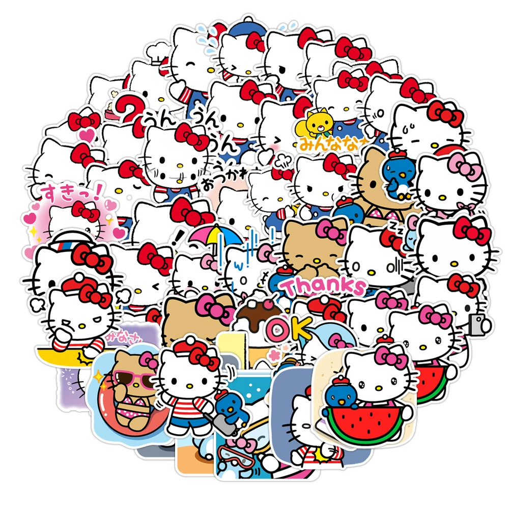 Hello Kitty, отражающая милые мультяшные детские водонепроницаемые наклейки, канцтовары, мобильный телефон, чемодан, скейтборд