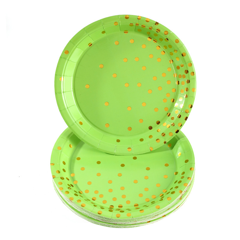 Platos desechables de papel tazas de papel comercio exterior monocromático punto de estampado conjunto de fiesta de cumpleaños distribución transfronteriza image 9