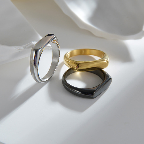 Cross-border new Amazon women's 4MM wide cast plain ring ins cold talk style niche jewelry popular titanium steel ring