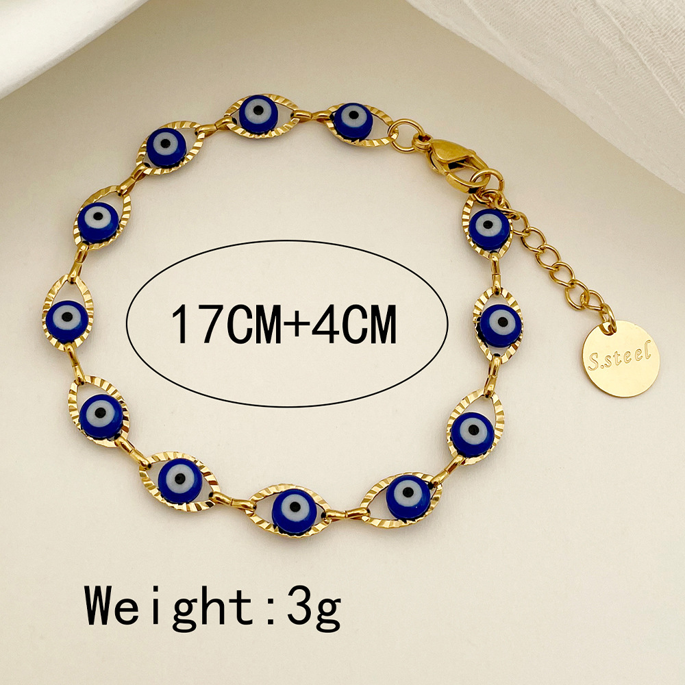 Fashion Eye Stainless Steel Enamel Plating Hollow Out Bracelets 1 Piece display picture 3