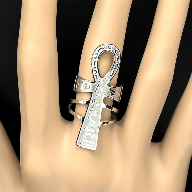European And American Cross-border Stainless Steel Cross Men's Ring, Fashionable, Trendy, Unique, Vintage Egyptian_voghion.com