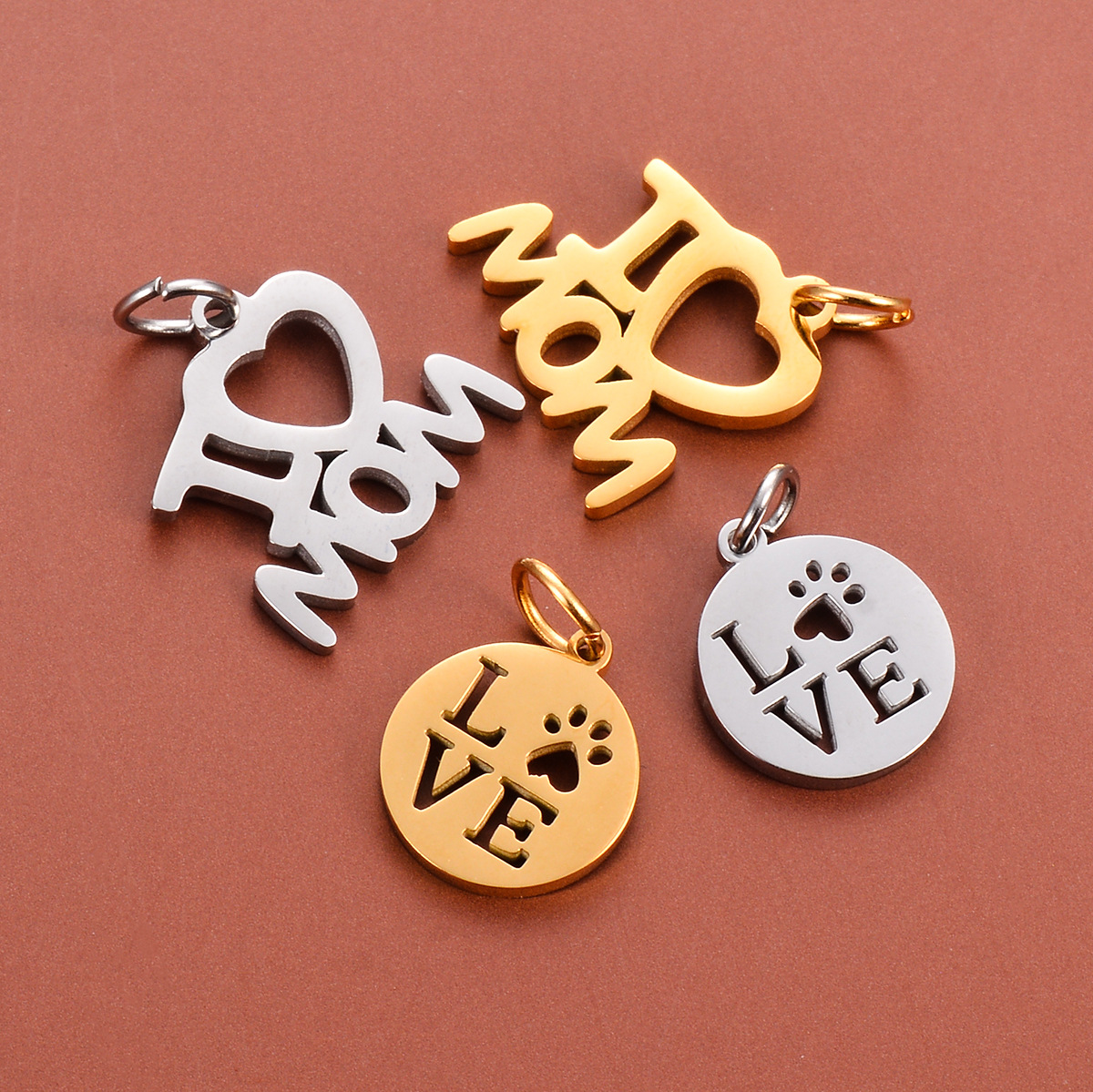 10 Pièces/paquet Mignon Style Simple Lettre Empreinte De Patte Acier Inoxydable Placage Pendentif Bijoux Accessoires display picture 5