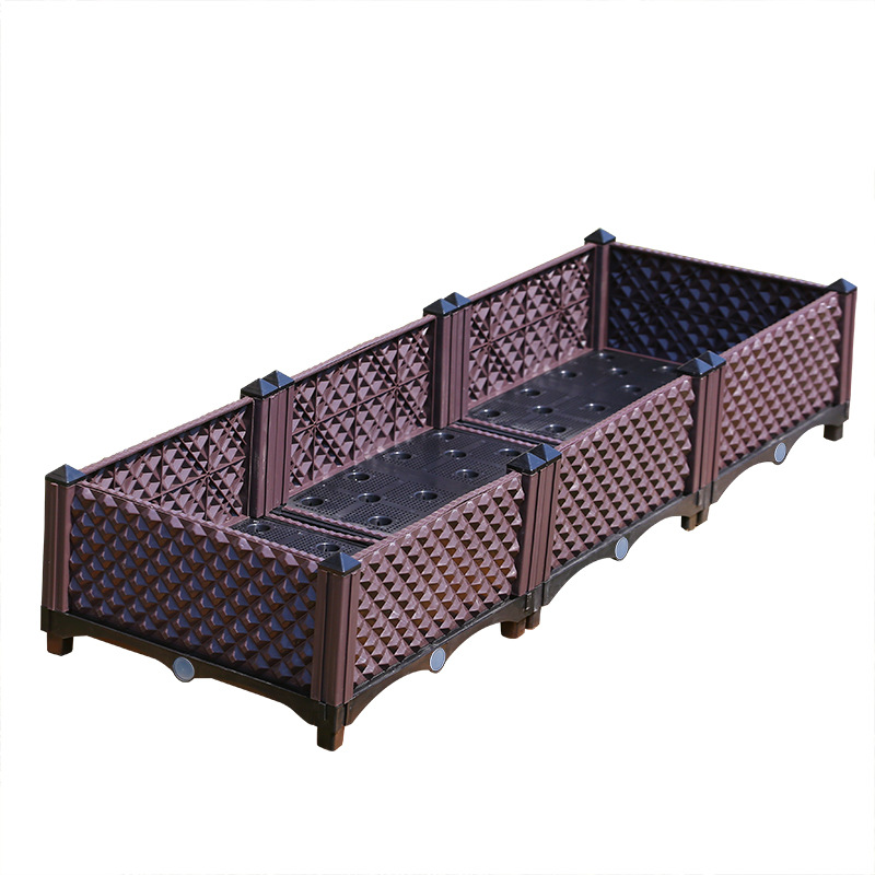 Caja de plantación multifuncional engrosada maceta rectangular combinada de plástico de resina olla vegetal balcón caja de flores larga