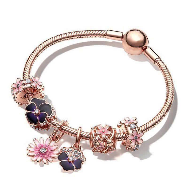 Korean-Style Charming Women's Bracelet DIY Blooming Rose Pendant Bracelet Exquisite Small Jewelry Wholesale from Manufacturer Korean-Style Charming Women's Bracelet DIY Blooming Rose Pendant Bracelet Exquisite Small Jewelry Wholesale from Manufacturer