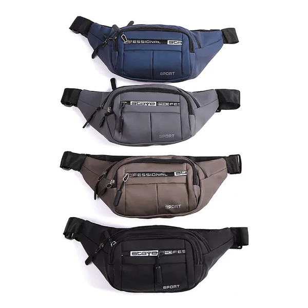 Outdoor sports running waist bag men and women fashion brand portable casual messenger bag Pearl leather film double chest bag
