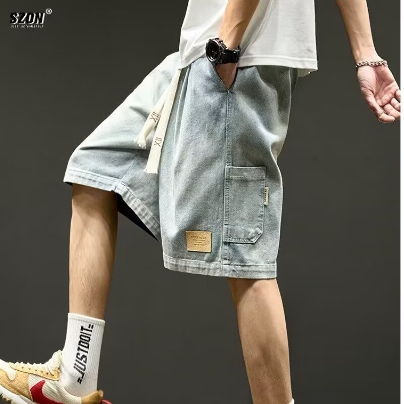 2025 New Fashion Retro Washed Casual Shorts Men's Spring and Summer Niche Black Grey Gradient Design Casual Pants