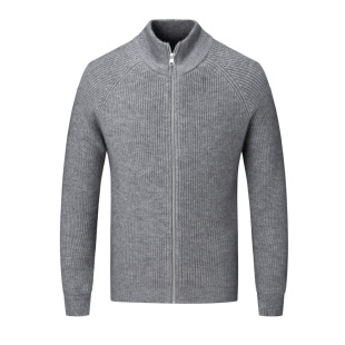Long Zipper Knitted Cardigan Cross-Border Autumn and Winter Popular Men's Casual Versatile Korean Style Half Turtleneck Sweater Jacket