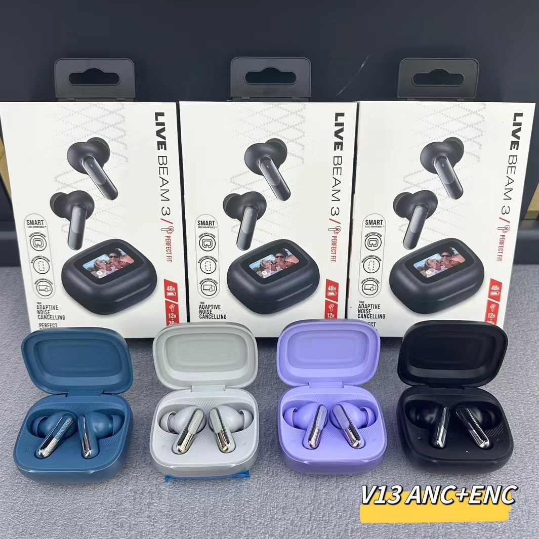 Nuevos productos transfronterizos LIVE BEAM3 auriculares inalámbricos TWS Bluetooth dual micrófonos ANC ruido reducción de graves llamadas multifuncionales