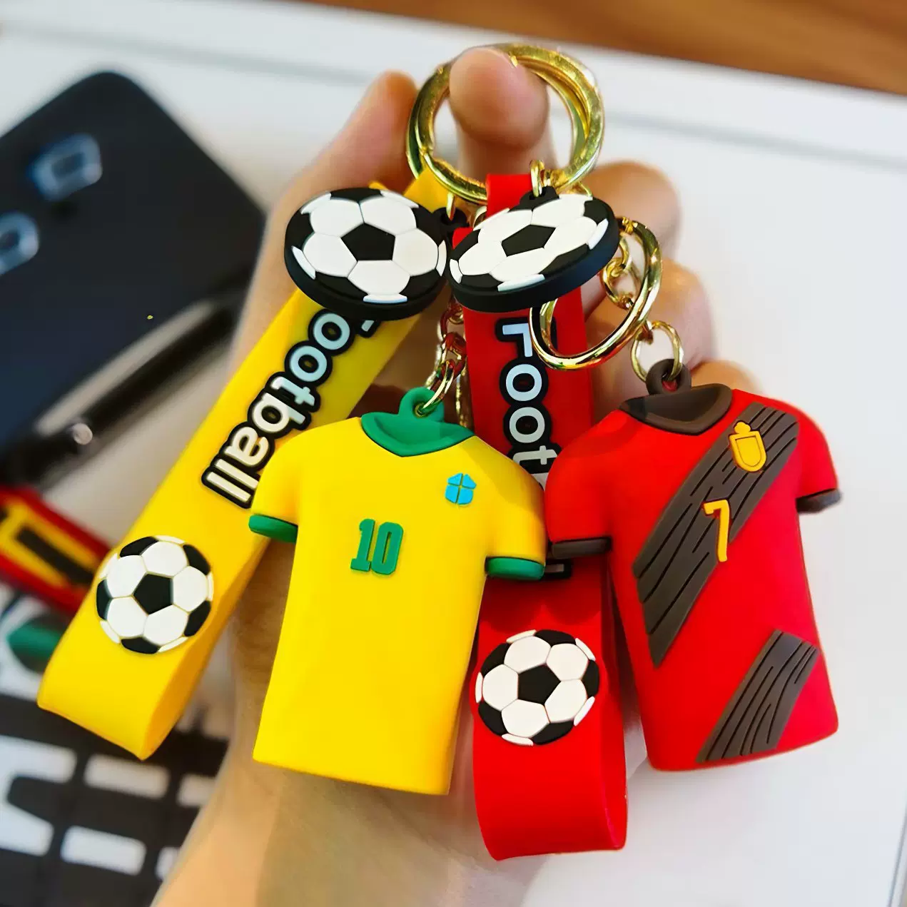 世界杯双面足球球衣钥匙扣挂件纪念品钥匙链挂饰小礼品现货批发