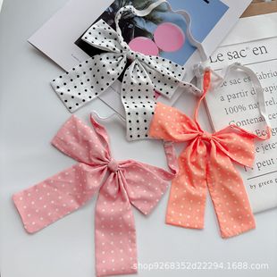 Jk Basic Polka Dot Ghost Bow Tie Long Handle Large Collar Flower School Uniform Student Uniform Accessories with Knot Graduation Photo