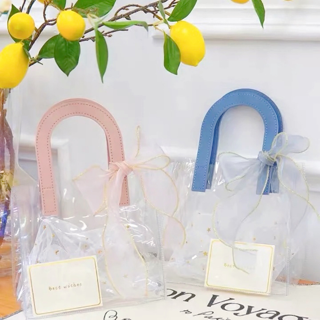 开业伴娘pvc透明手提袋高级感结婚喜糖伴手礼袋母亲节u型礼品袋子