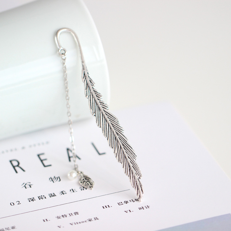 New Style Retro Metal Feather Bookmark Classical Creative Student Stationery Graduation Gift