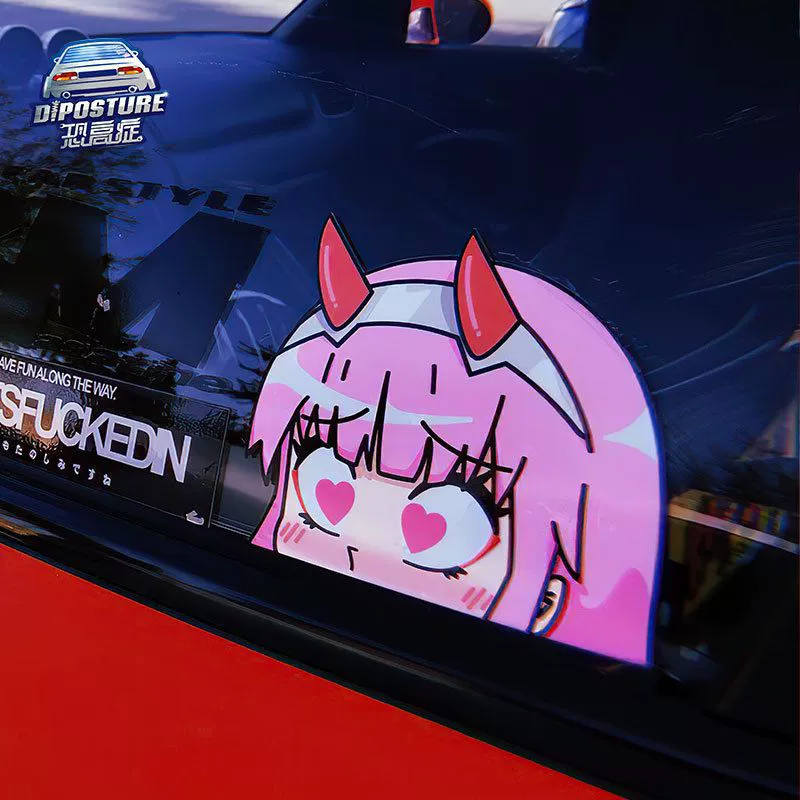 Клейкие наклейки на машину JDM мультфильм аниме любовь глаза девочка 02 наклейки для машины треугольное окно декоративные наклейки на стекло