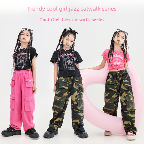 Jazz Dance Costume for Girls, Practice Work Pants Set for Female Child, Trendy Brand Children's Jazz Performance Outfit, New Arrival