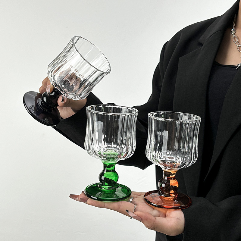 틈새 분위기 중세 와인 유리 빈티지 유리 잔 샴페인 유리 와인 잔 음료 유리