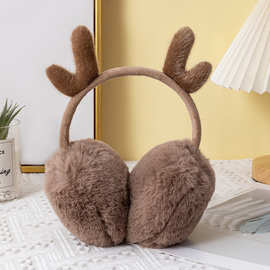 厂家批发兔毛可爱鹿角毛绒秋冬女韩国新款兔耳朵耳罩卡通圣诞时尚