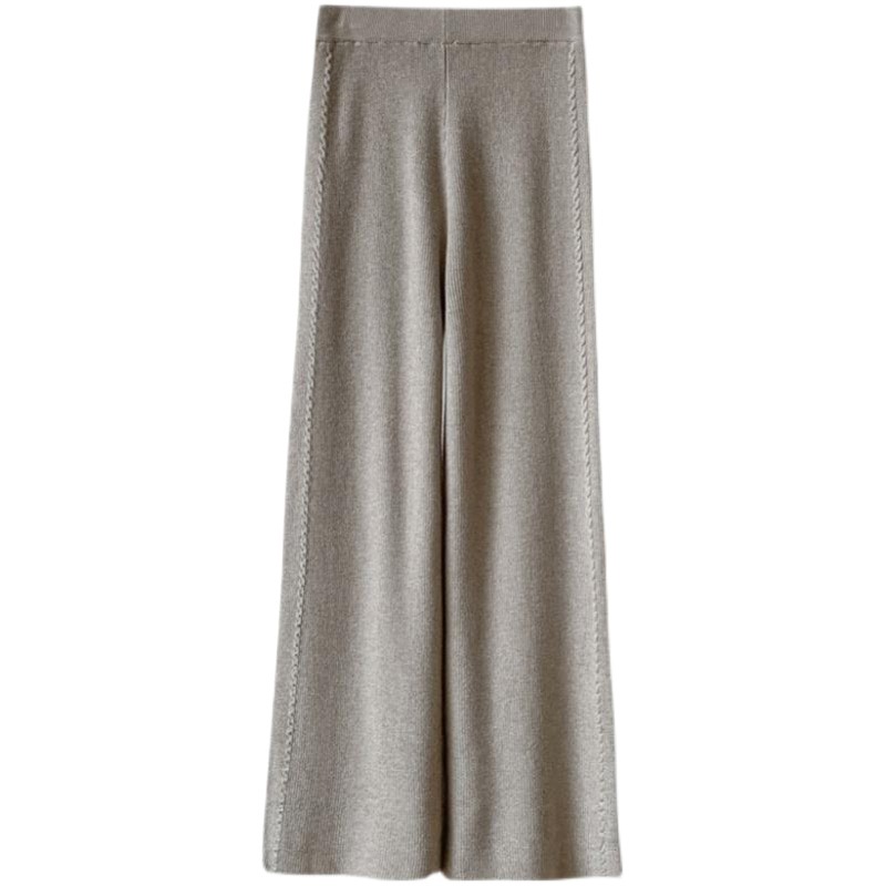 KANING ツイストヒップカバーニットワイドレッグパンツ女性用 2025 秋冬ハイウエストドレープフロアレングスカジュアルストレートパンツ