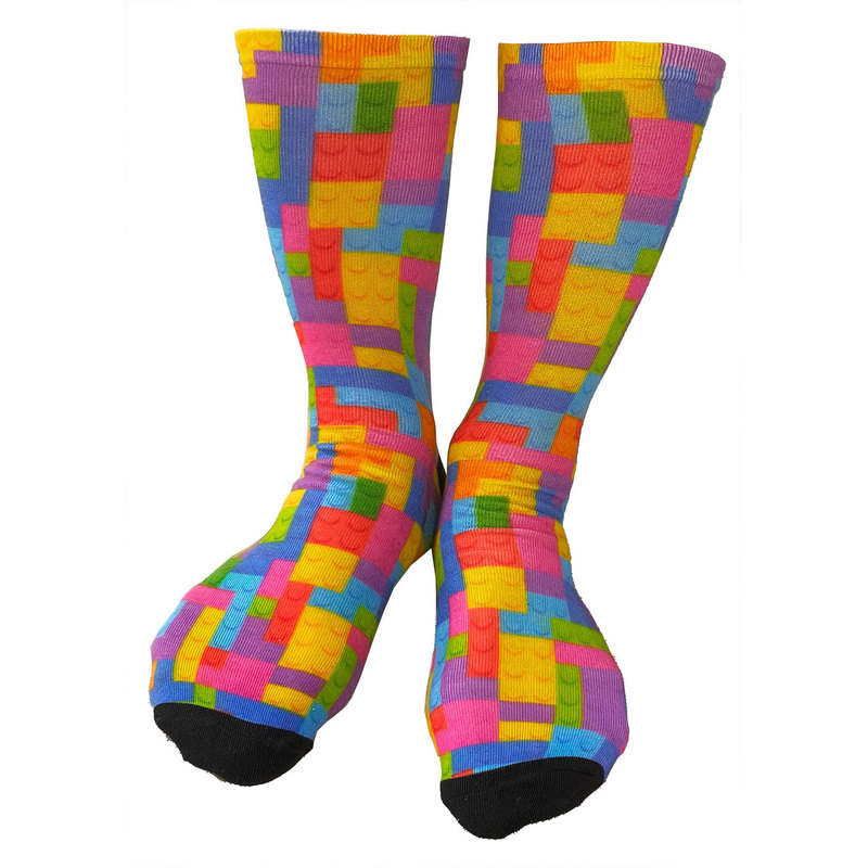 Lego pattern 360 seamless printing foreign trade Amazon AliExpress overseas supply to map printed men's socks