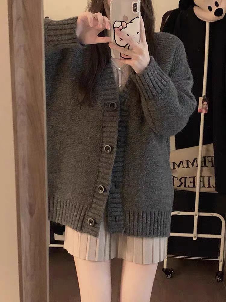 ChicShe ChicShe 2024 New Autumn Winter High-End Knitted Cardigan Sweater For Women Soft Casual Loose Lazy Style Versatile Coat_voghion.com